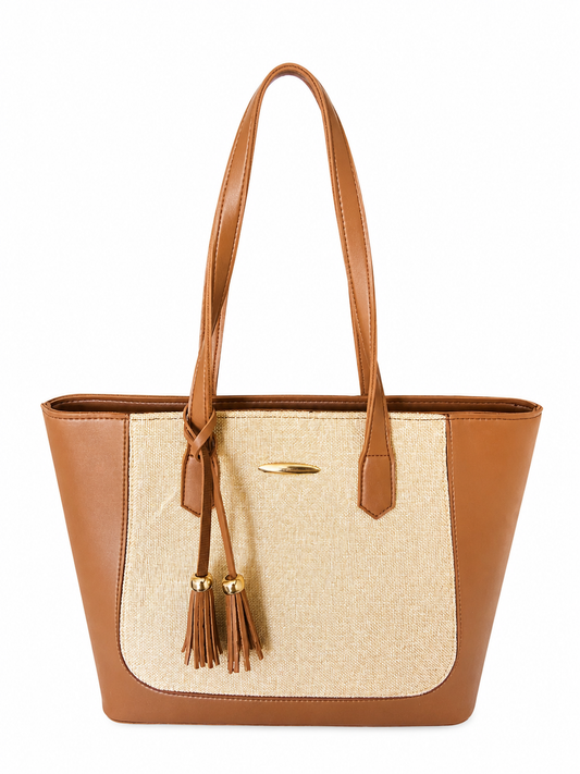 Oliveria Structured Tote – Caramel Beige